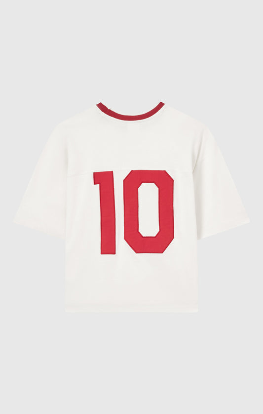 Damen-Rundhals-T-Shirt mit Nummerngrafik
