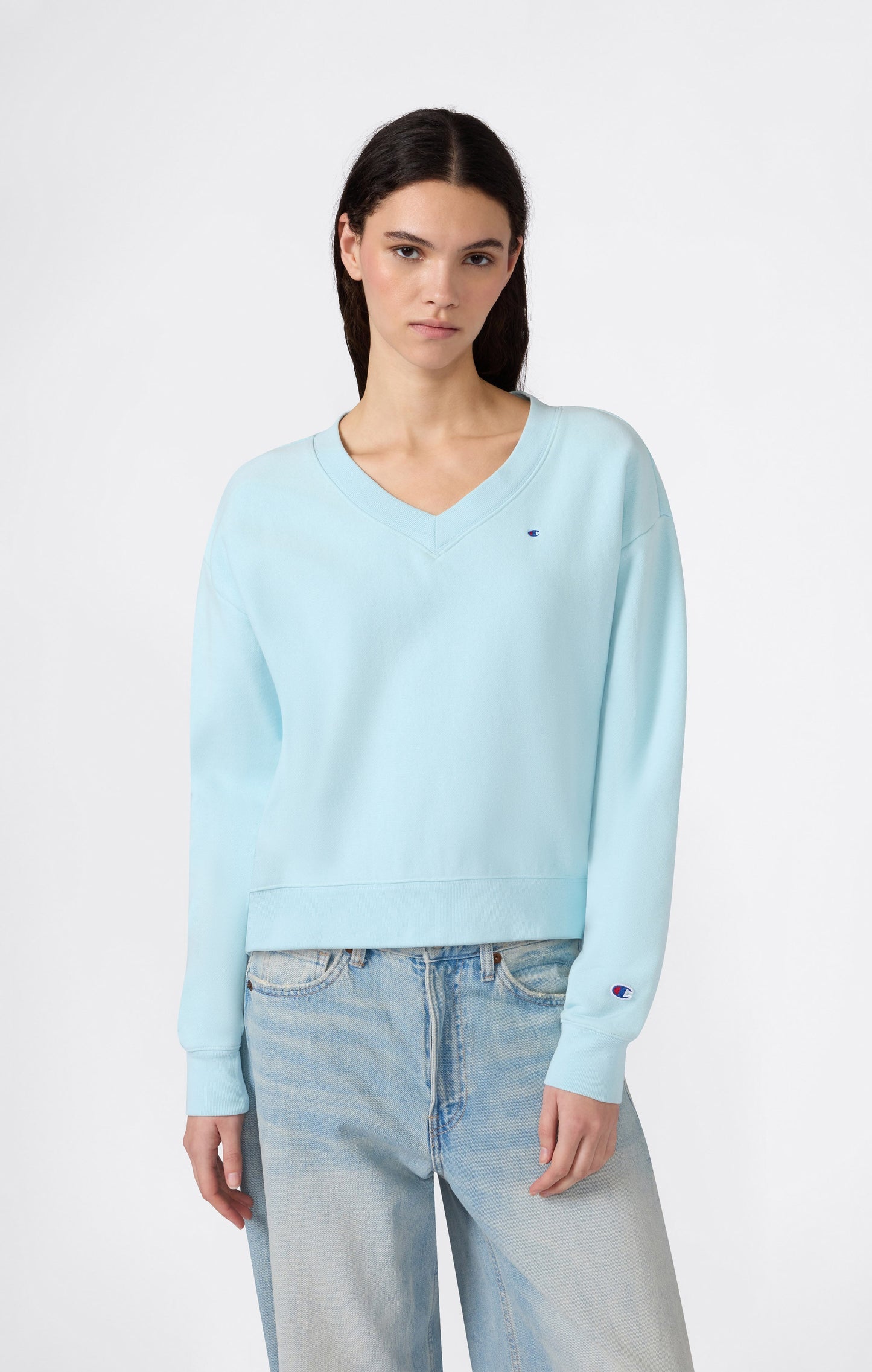 Women's Lightweight Reverse Weave V-Neck Sweatshirt