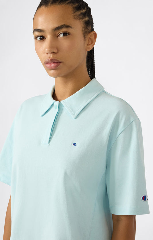 Kurzes Damen-Poloshirt aus Baumwoll-Jersey