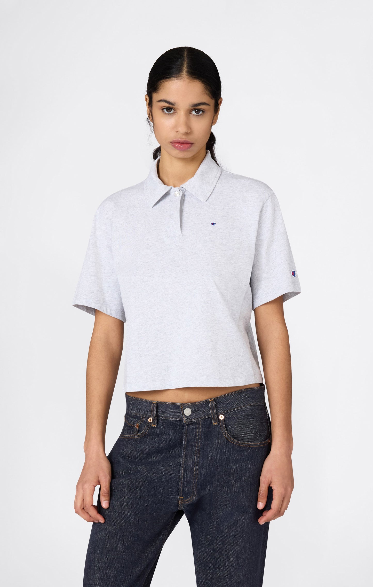 Women's Cropped Cotton Jersey Polo Shirt