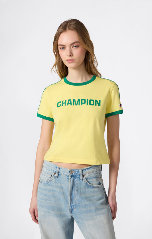 Damen Rundhals-T-Shirt mit Kontrastlogo