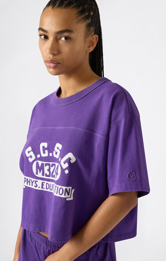 Damen bauchfreies Rundhals-T-Shirt Time Capsule