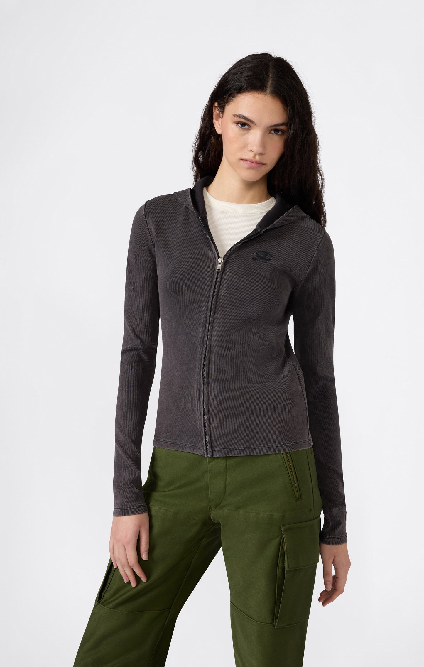 Women's Full-Zip Hoodie in Stretch Jersey Icons