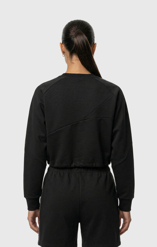 Damen Cropped Interlock Crewneck Sweatshirt mit Tape-Logo