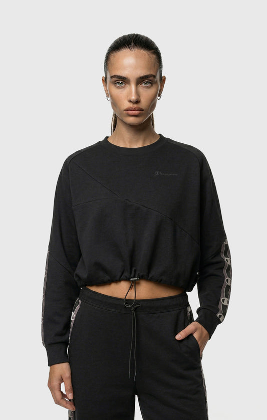 Damen Cropped Interlock Crewneck Sweatshirt mit Tape-Logo
