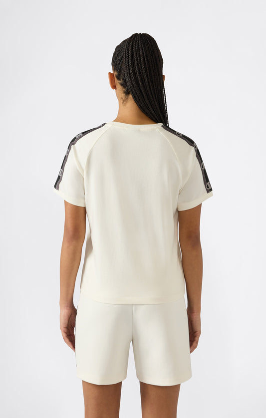 Damen-Jersey-T-Shirt mit Rundhalsausschnitt und Logo-Tape