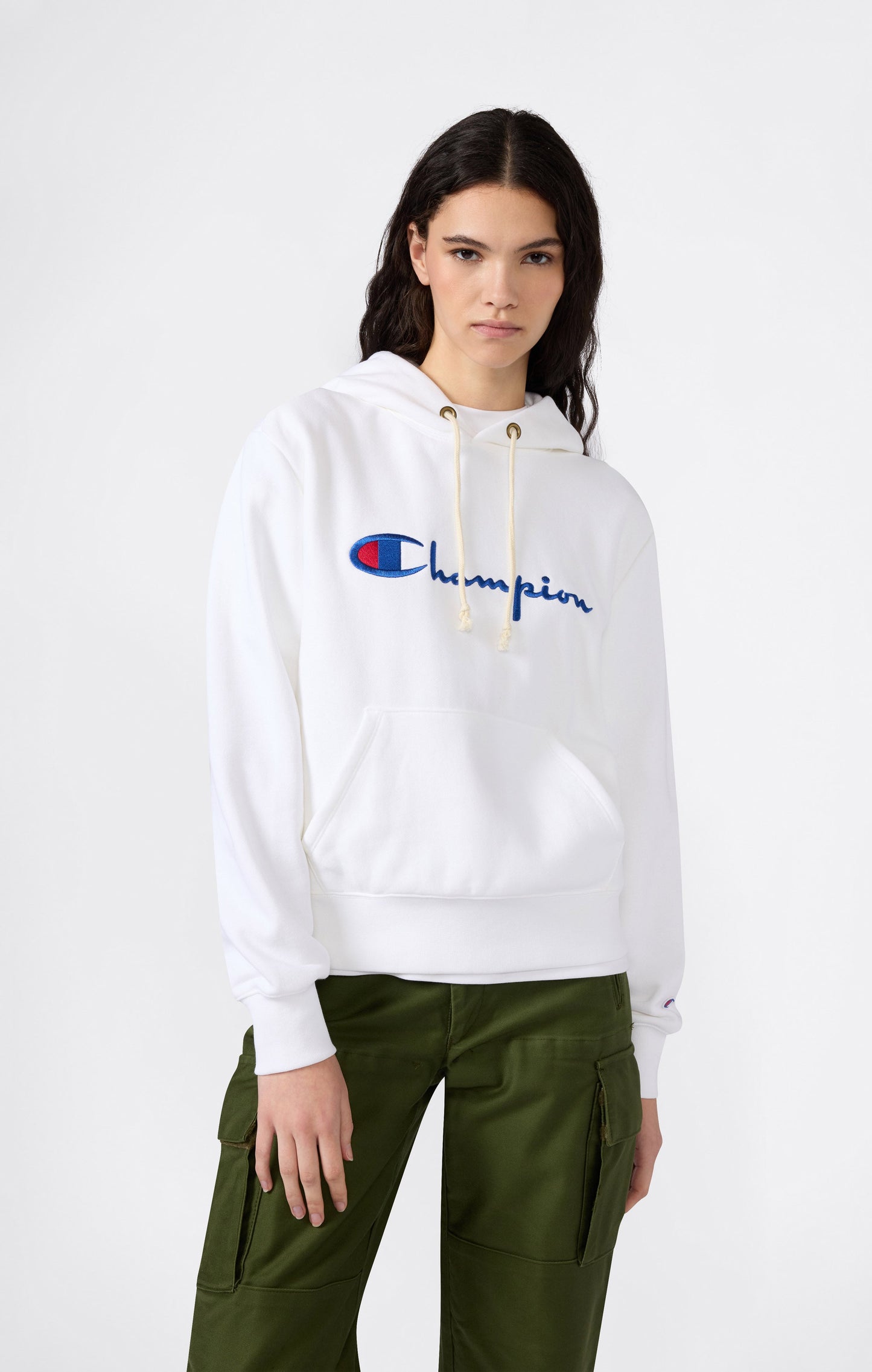 Leichter Reverse-Weave-Kapuzenpullover für Damen mit gesticktem Logo