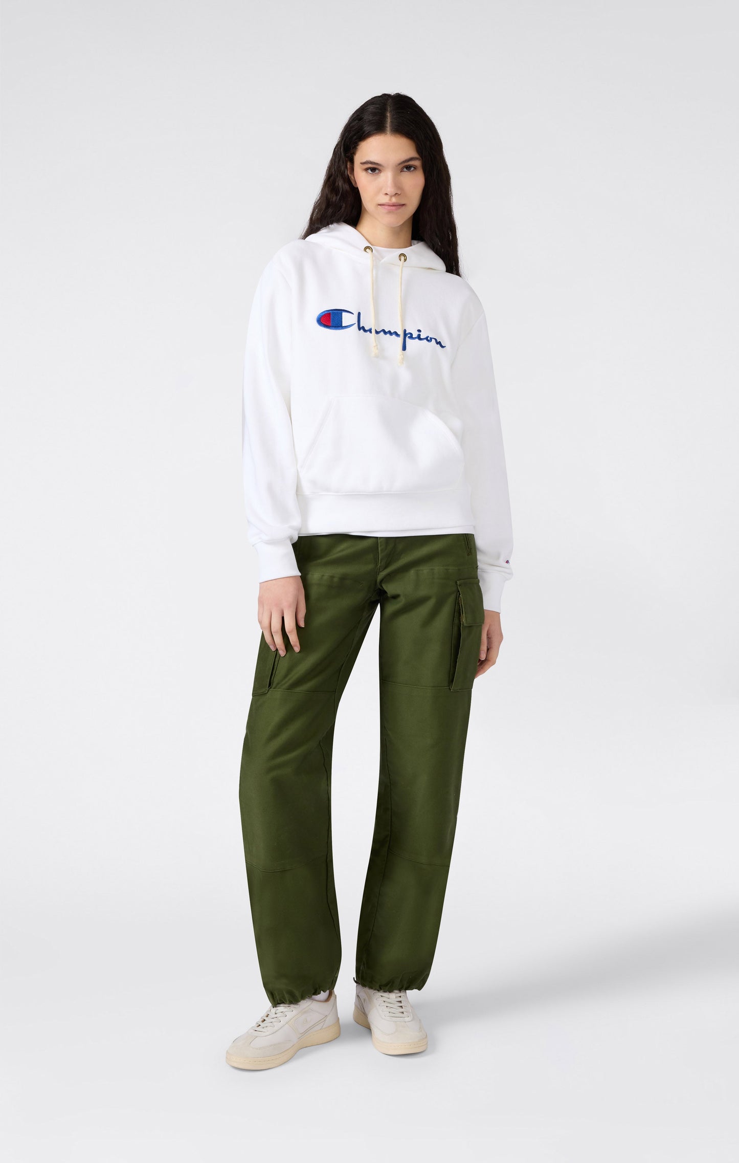 Leichter Reverse-Weave-Kapuzenpullover für Damen mit gesticktem Logo