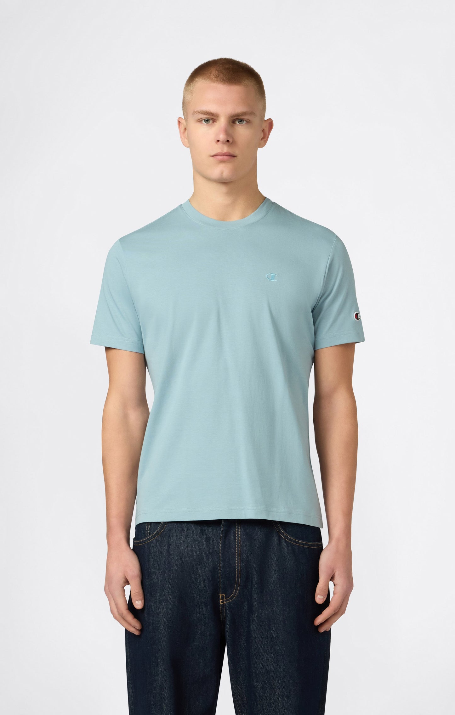Herren-T-Shirt mit kleiner C-Stickerei und Logo-Icons