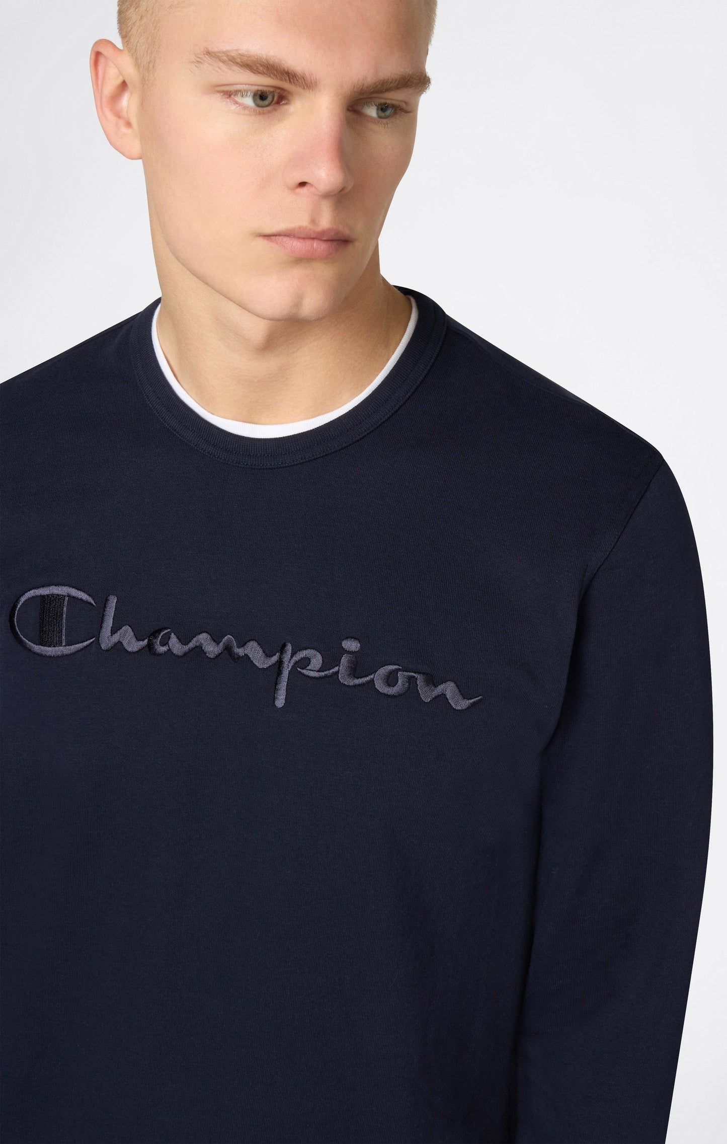 Herren-Sweatshirt mit Rundhalsausschnitt und Ton-in-Ton-Logos
