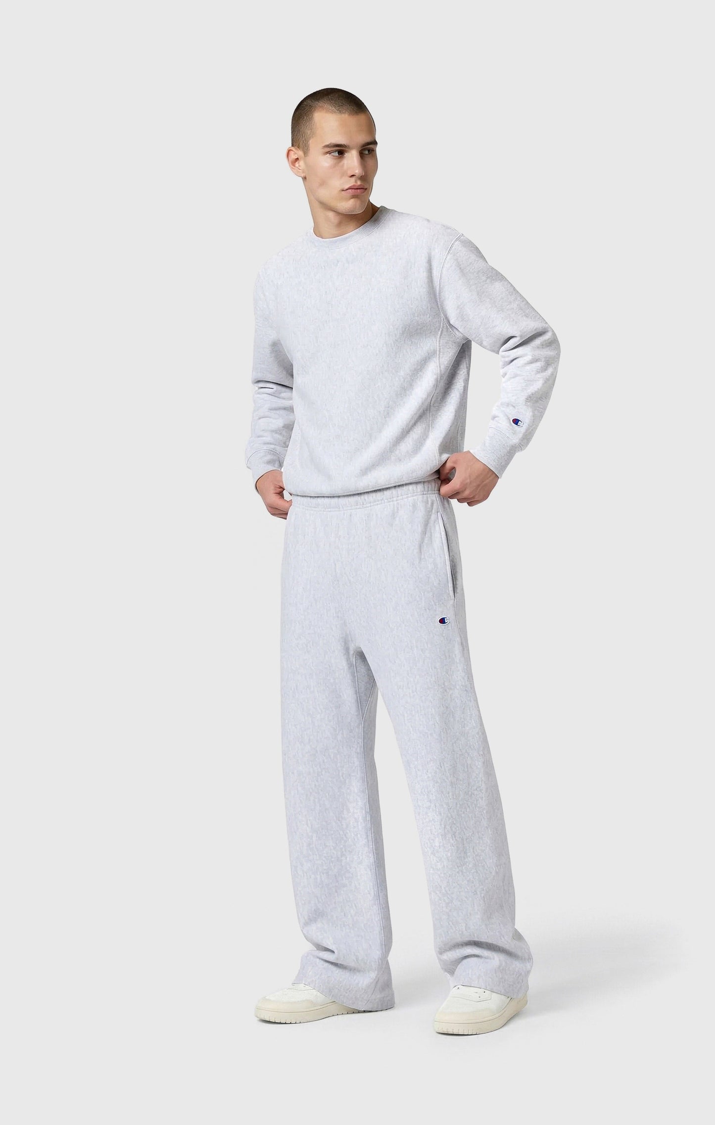 Herren-Rundhalspullover Reverse Weave, leicht