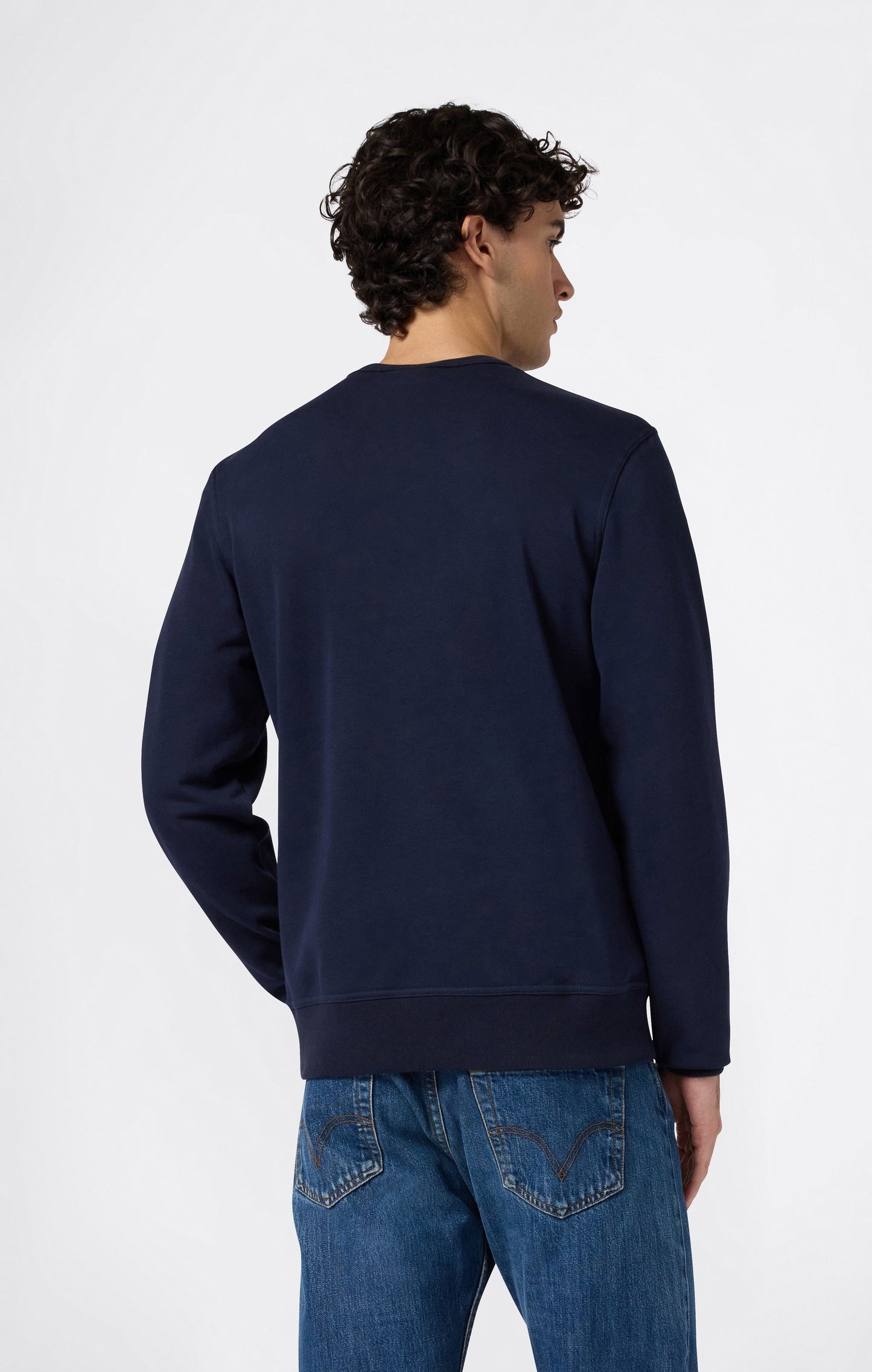 Men's Lightweight Crewneck Sweatshirt with Embroidered Logo Icons