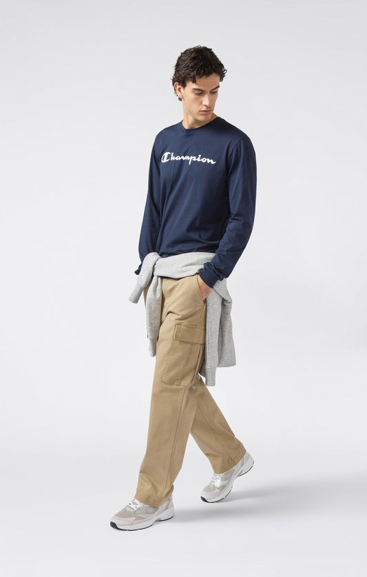 Herren Langarm-T-Shirt mit Skript-Logo