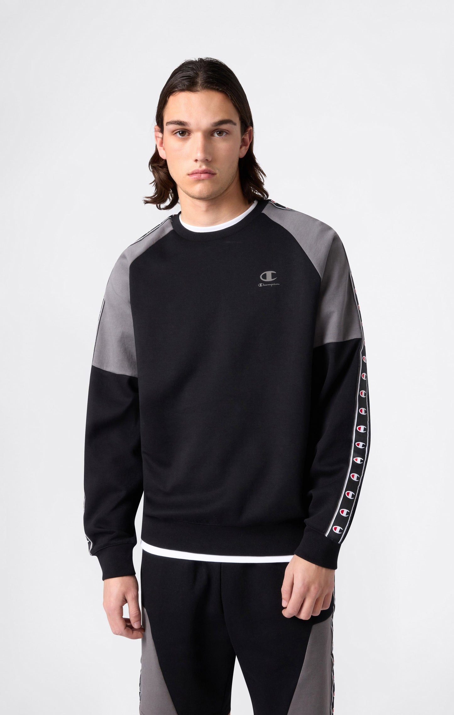 Men's Interlock Tape Logo Crewneck Sweatshirt
