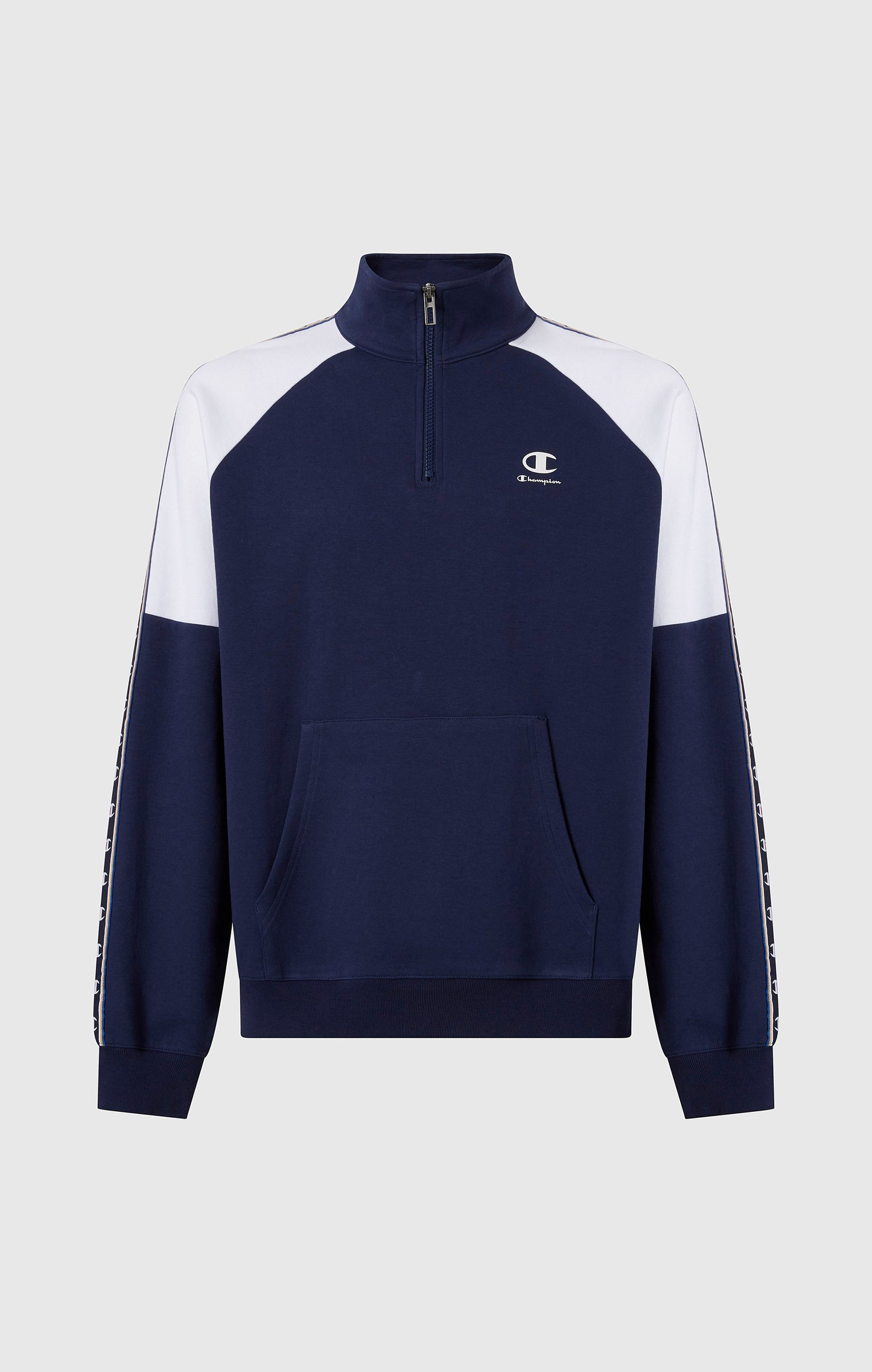 Herren-Interlock-Sweatshirt mit halbem Reißverschluss und Logo-Band