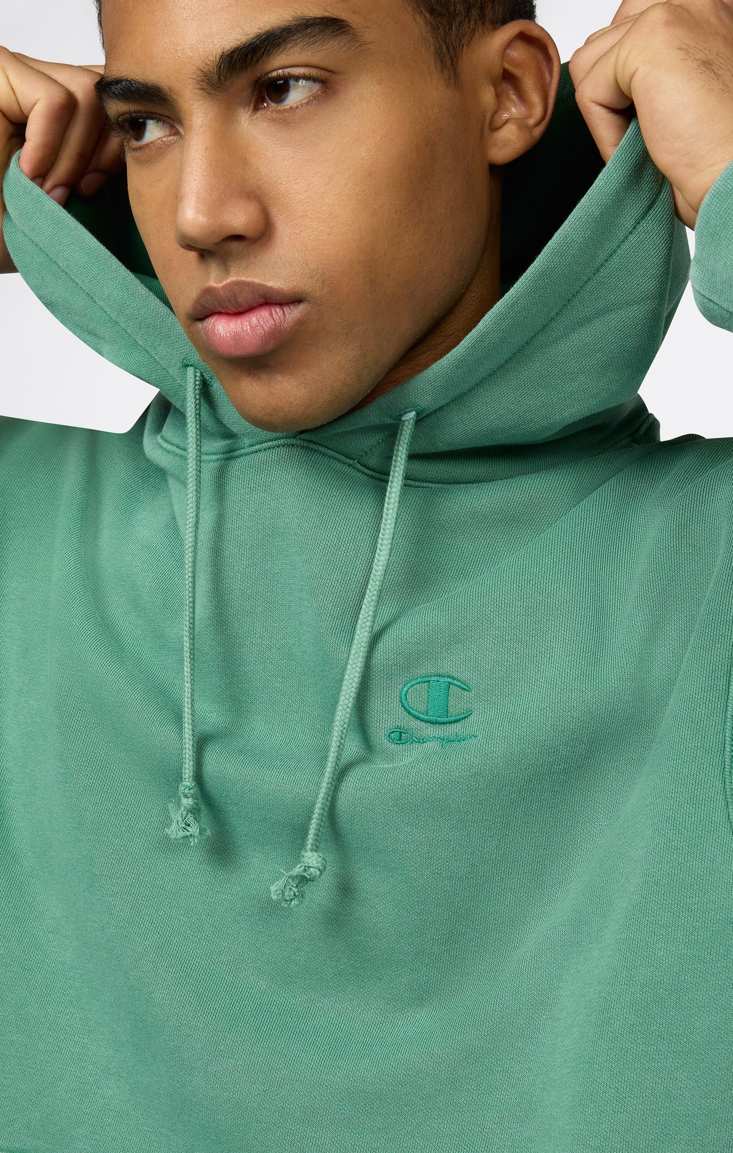 Herren-Kapuzenpullover mit gesticktem Logo und Icons mit Used-Effekt