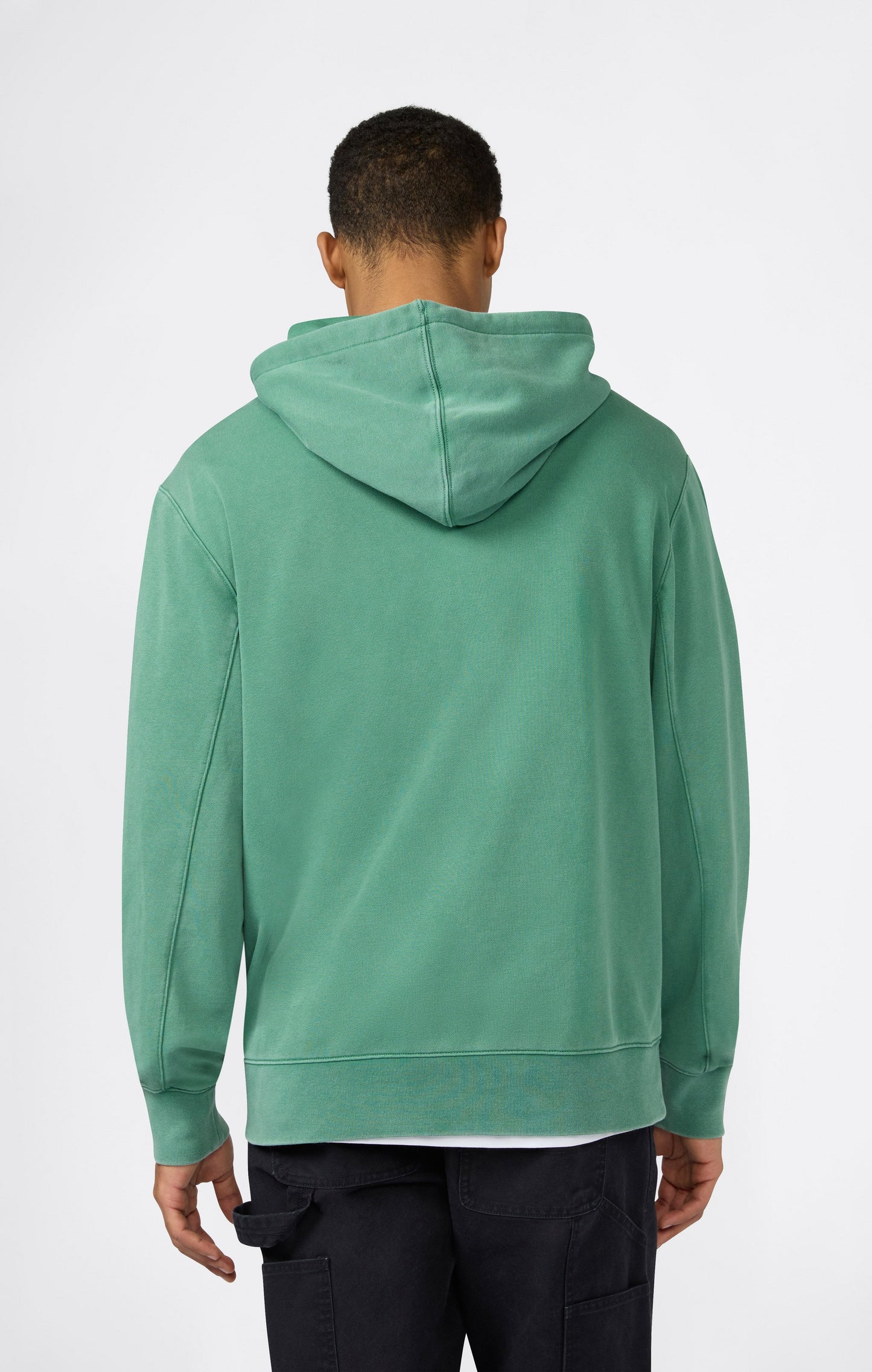 Herren-Kapuzenpullover mit gesticktem Logo und Icons mit Used-Effekt