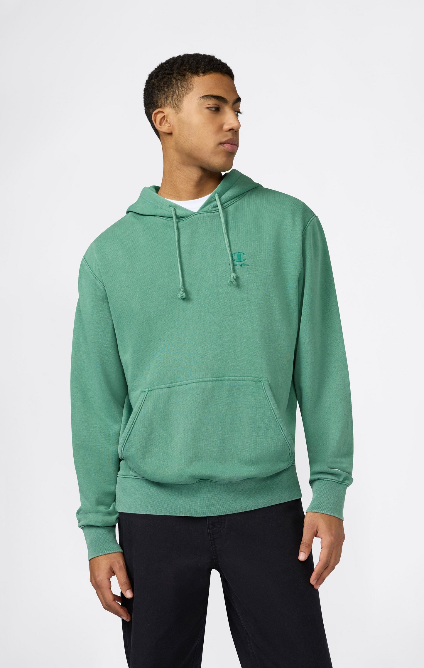 Herren-Kapuzenpullover mit gesticktem Logo und Icons mit Used-Effekt