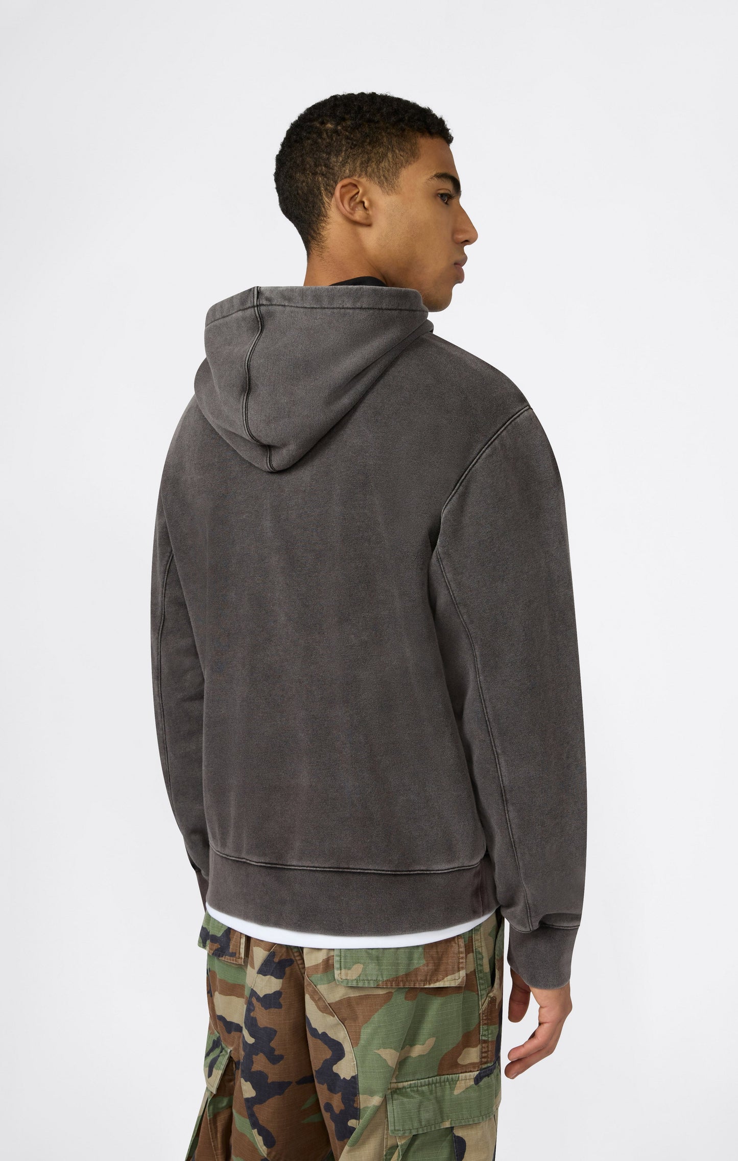 Herren-Kapuzenpullover mit gesticktem Logo und Icons mit Used-Effekt