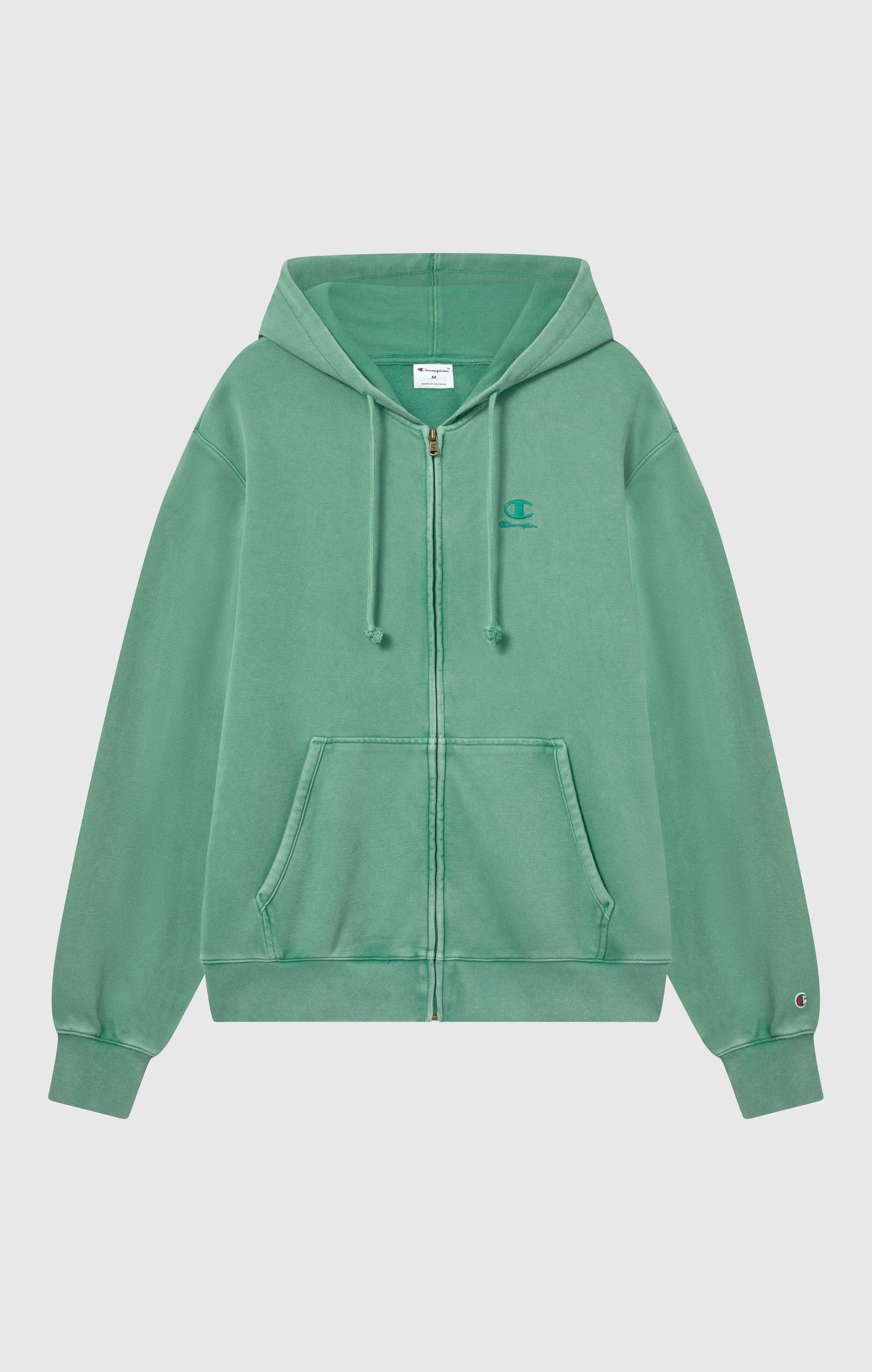 Herren-Kapuzenpullover mit durchgehendem Reißverschluss, gesticktem Logo und Icons mit Washed-Effekt