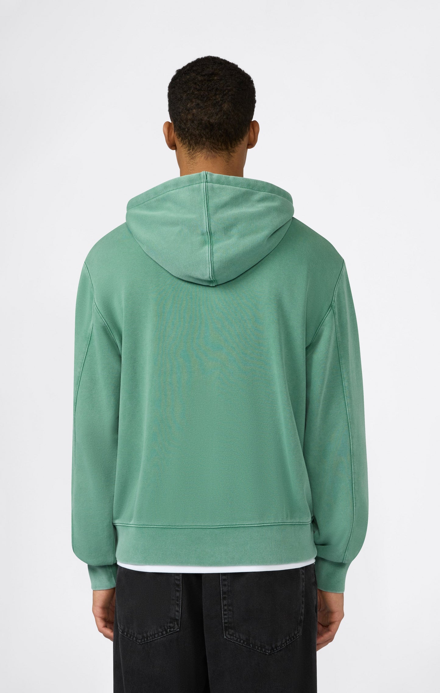 Herren-Kapuzenpullover mit durchgehendem Reißverschluss, gesticktem Logo und Icons mit Washed-Effekt