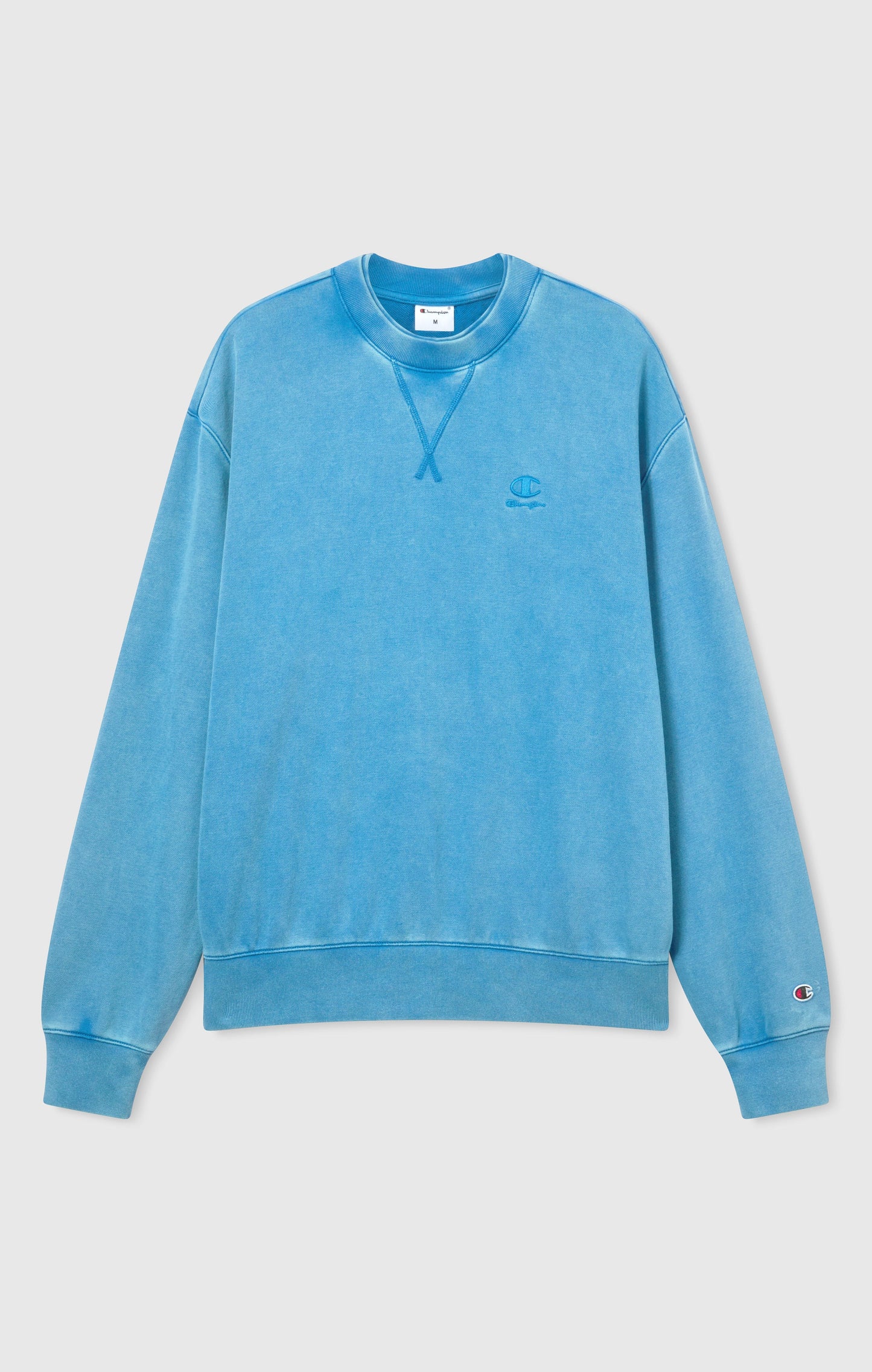 Men's Crewneck Sweatshirt with Embroidered Logo and Washed Effect Icons