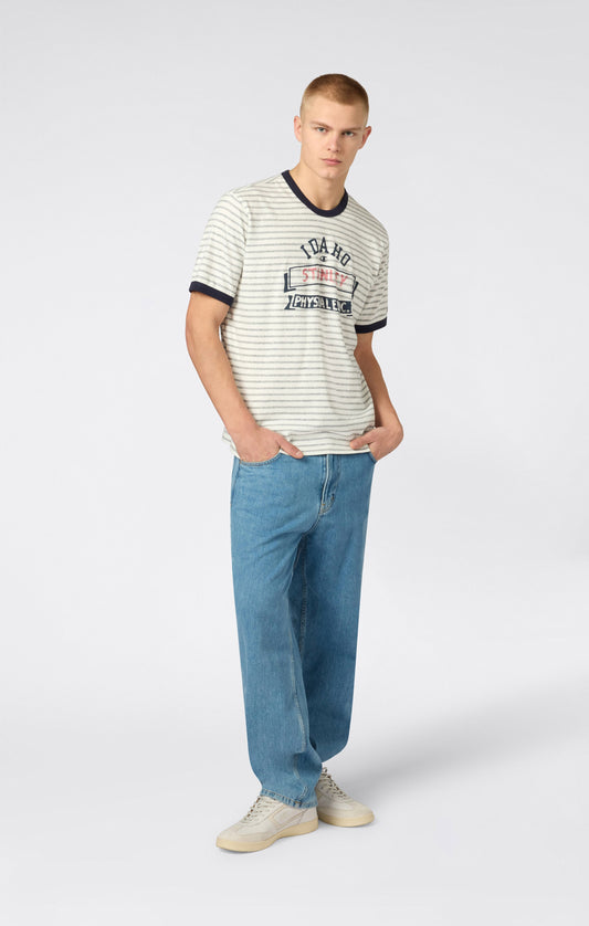 Men's Striped Ringer T-Shirt with Graphic