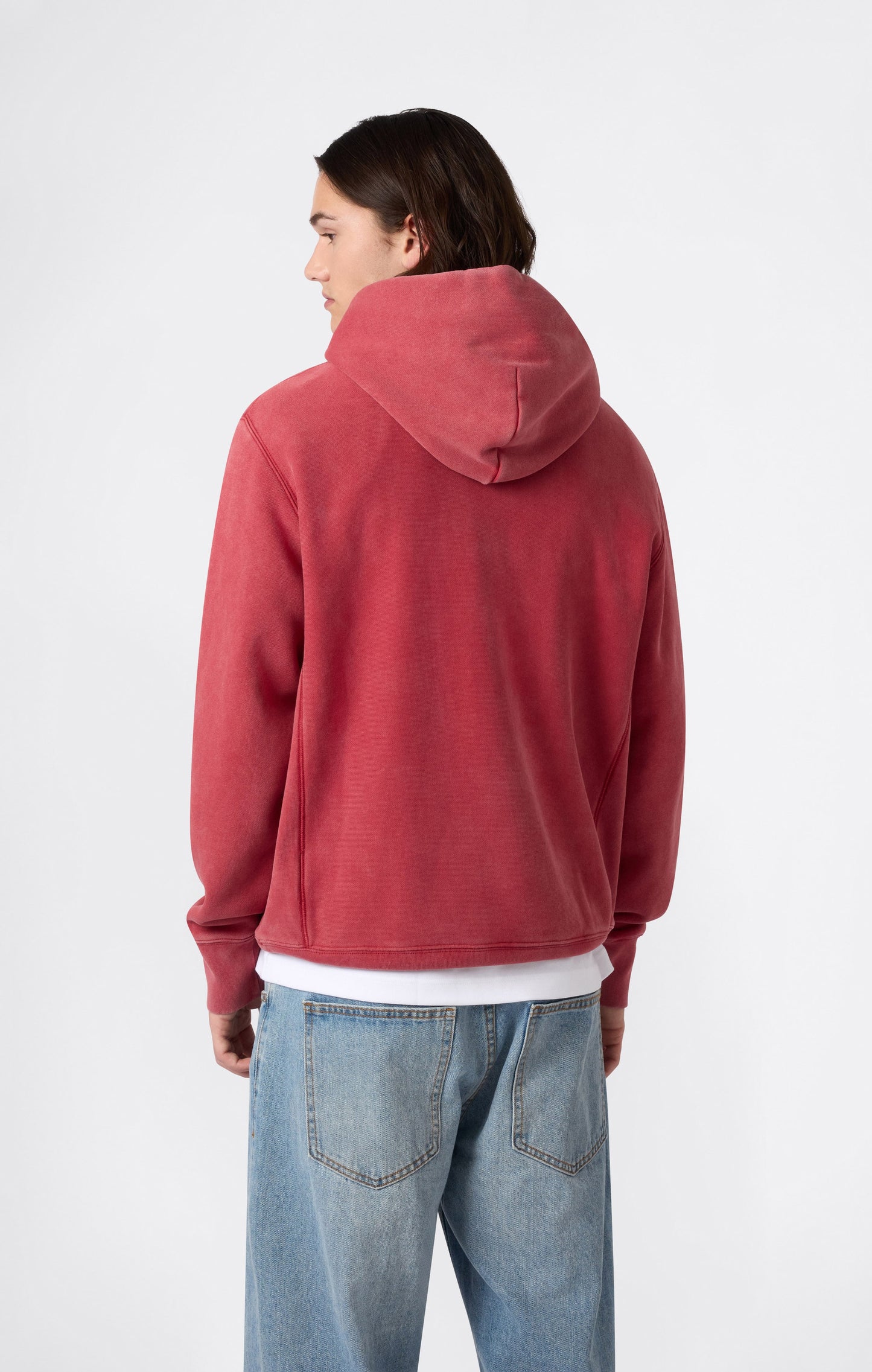 Heavyweight Men's Hooded Sweatshirt with Brushed Interior and Print Reverse Weave