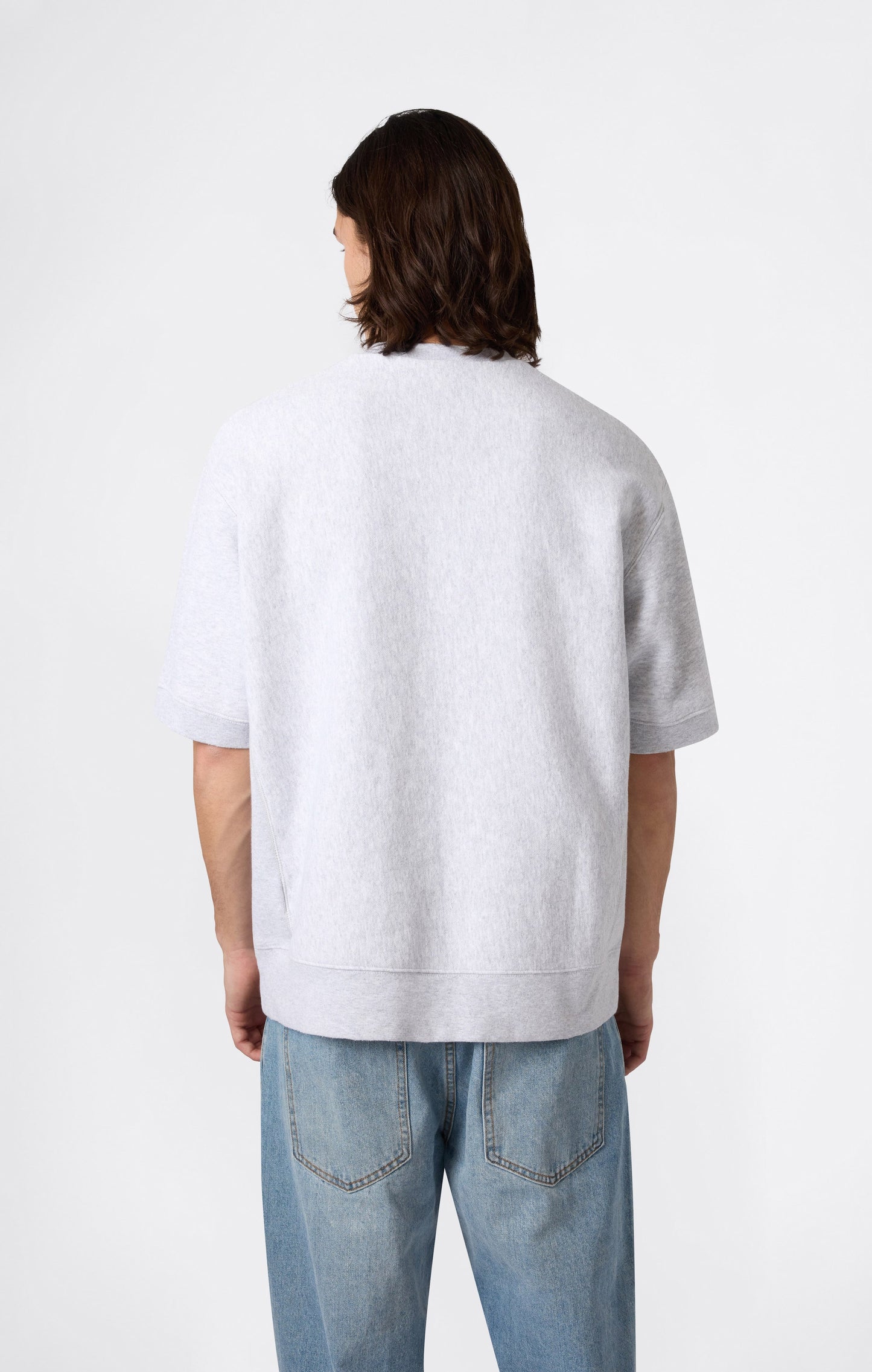 Herren-Sweatshirt mit kurzen Ärmeln, angerauter Innenseite und „Reverse Weave“-Print