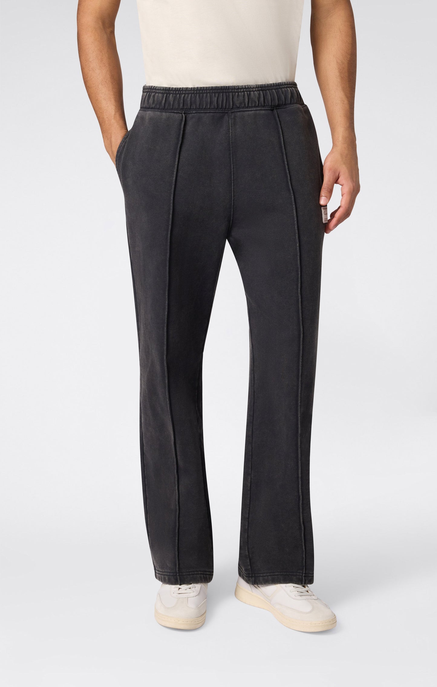 Men's Pants with Stitched Pleat and Washed Effect