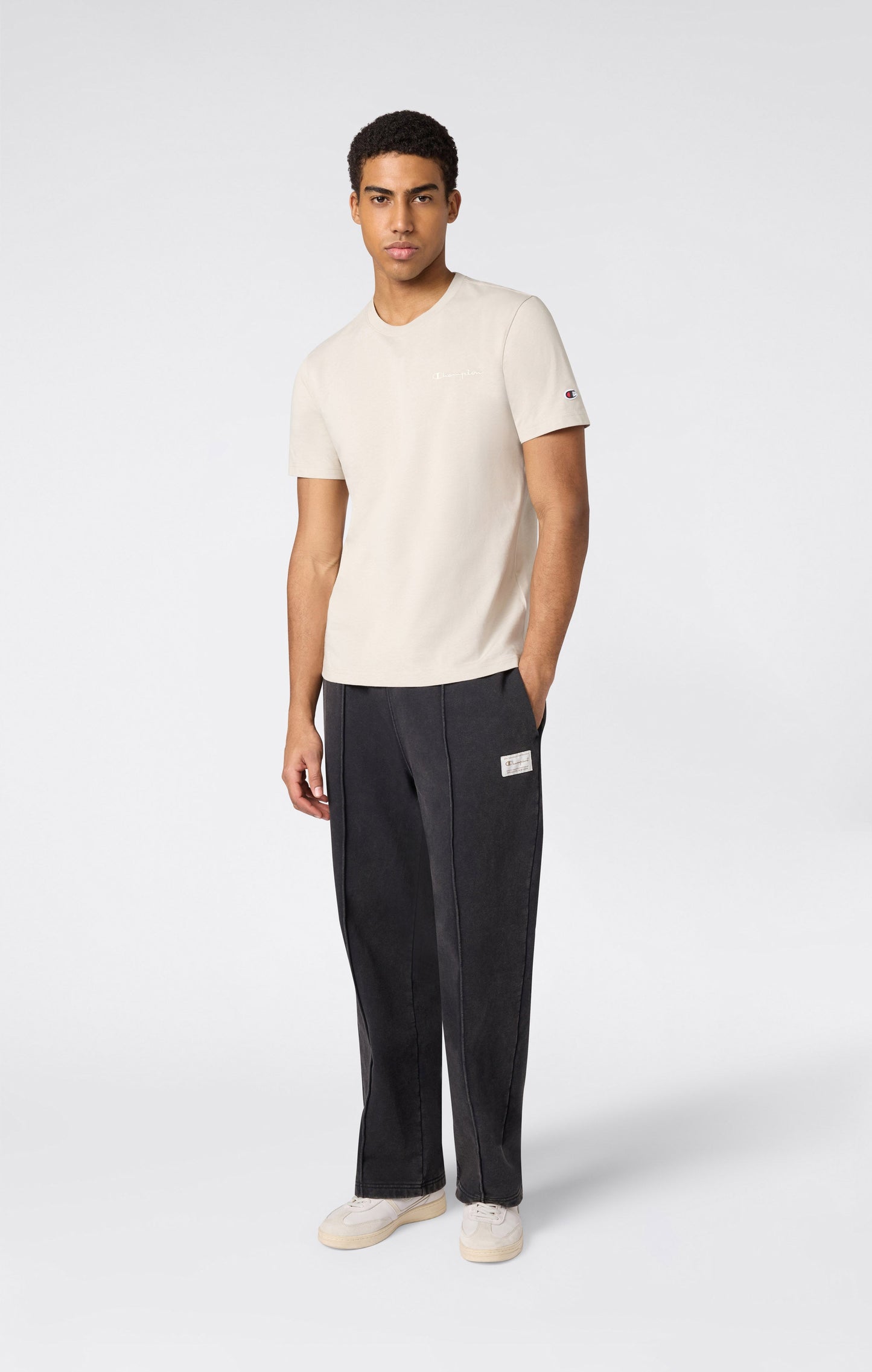 Men's Pants with Stitched Pleat and Washed Effect