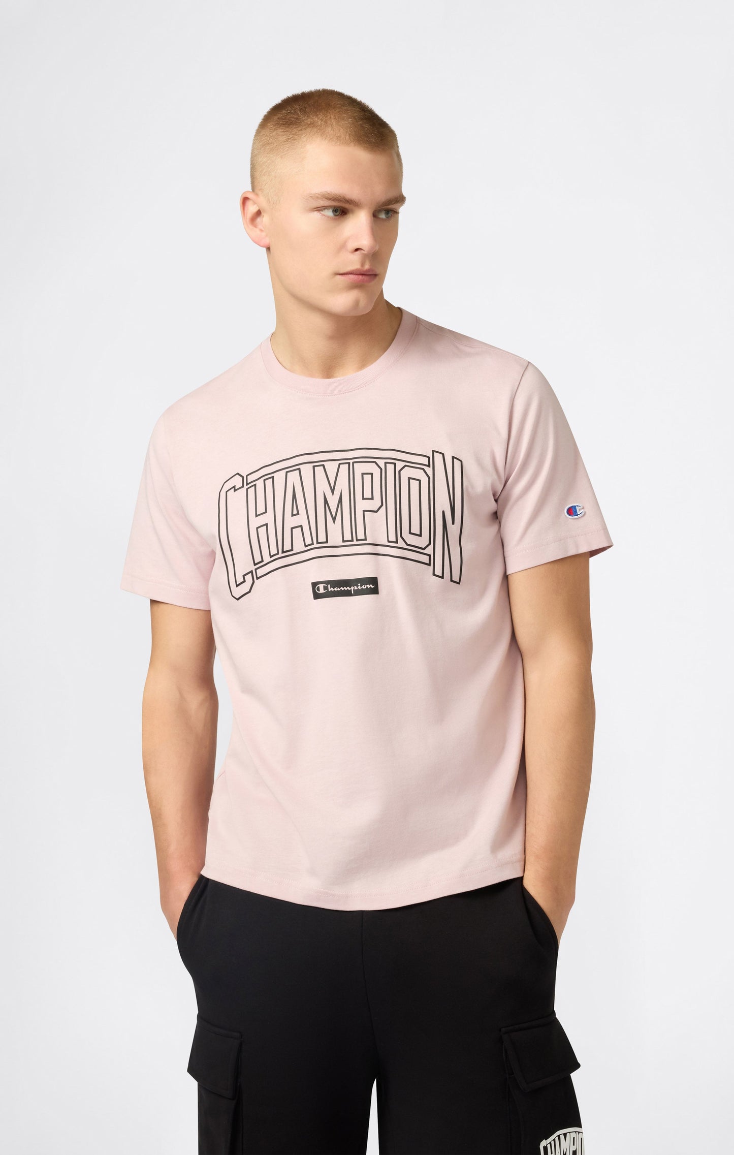 Herren Rundhals-T-Shirt mit Puffdruck-Logo