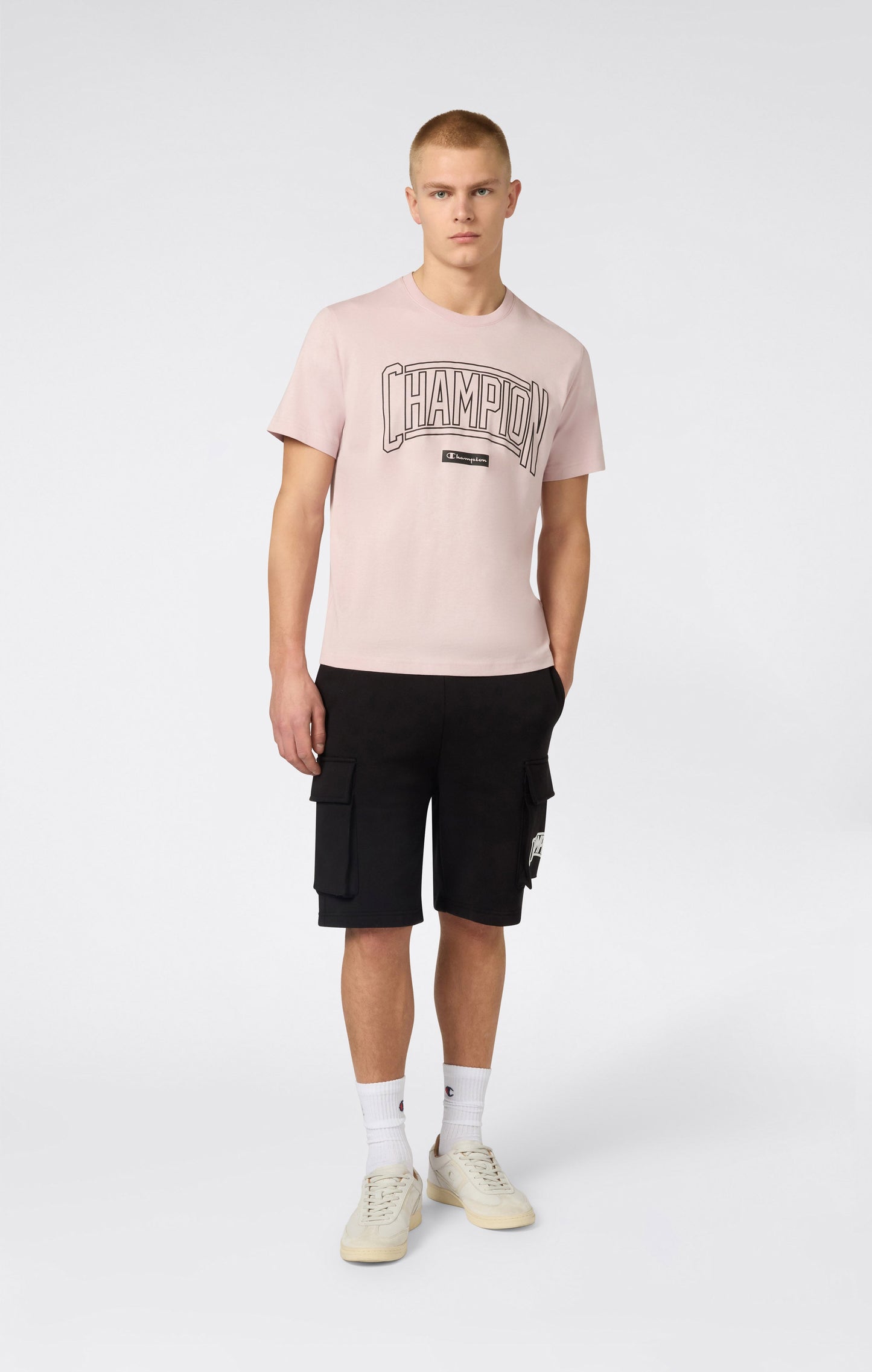 Herren Rundhals-T-Shirt mit Puffdruck-Logo