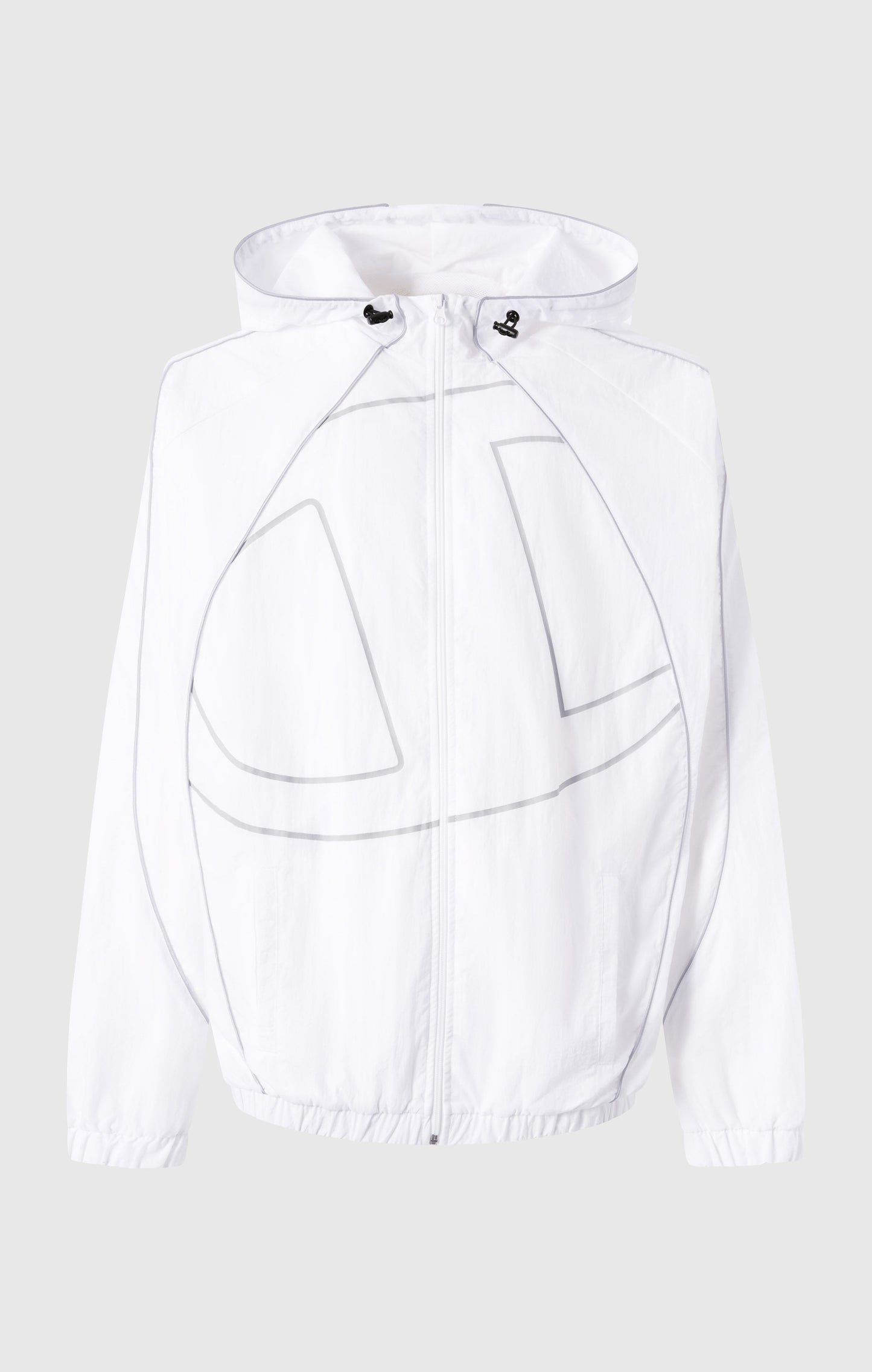 Herren-Trainingsjacke mit durchgehendem Reißverschluss, Kapuze, aus gewebtem Nylon, lockere Passform