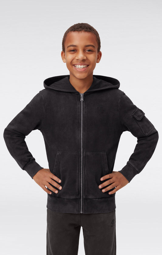 Boys' Washed Effect Full Zip Hooded Sweatshirt Icons
