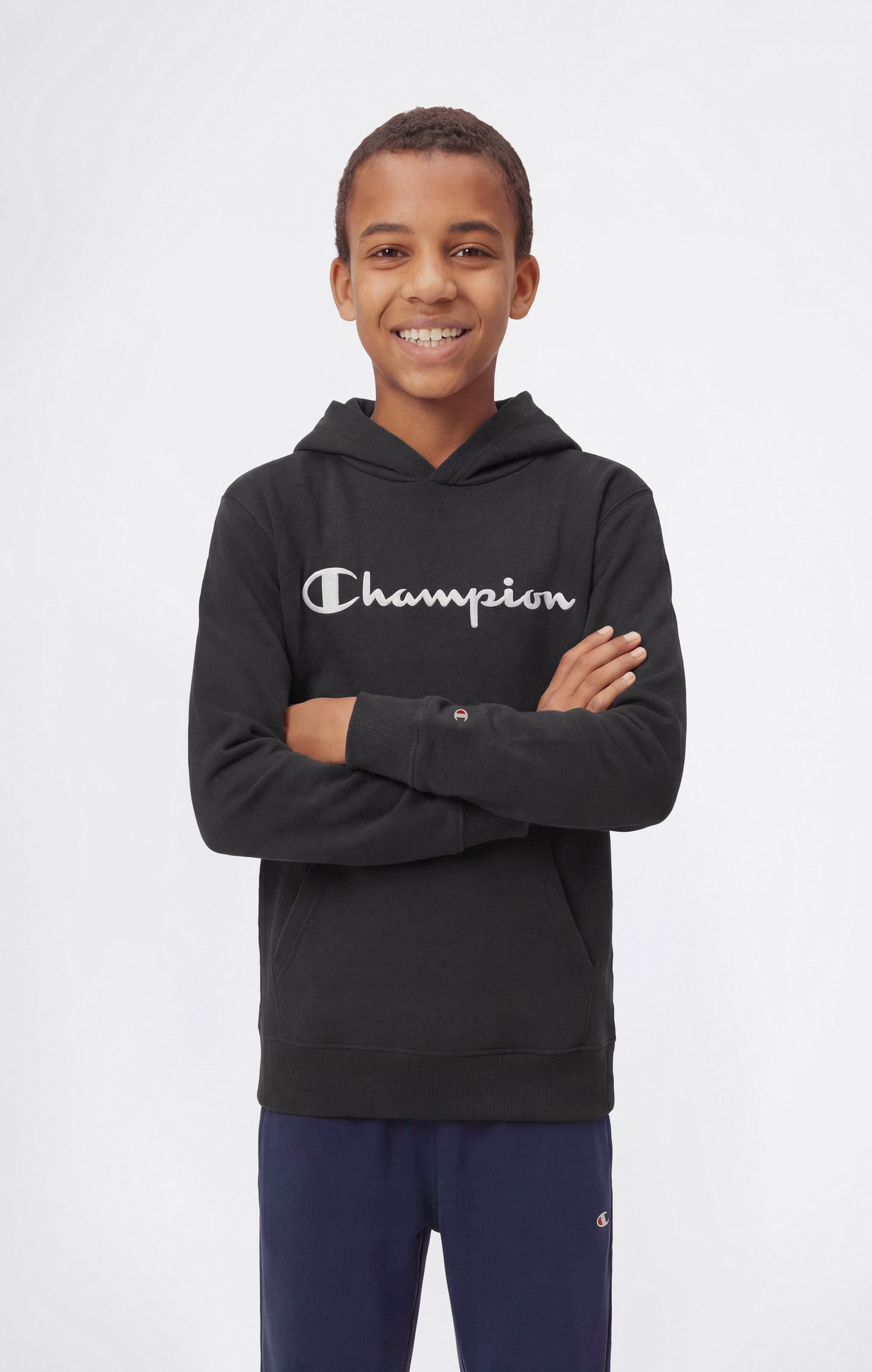Leichtes Kapuzen-Sweatshirt für Jungen mit tonal aufgestickten Maxi-Logo-Icons