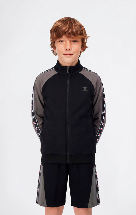 Boys' Full Zip Sweatshirt with Tape Logo