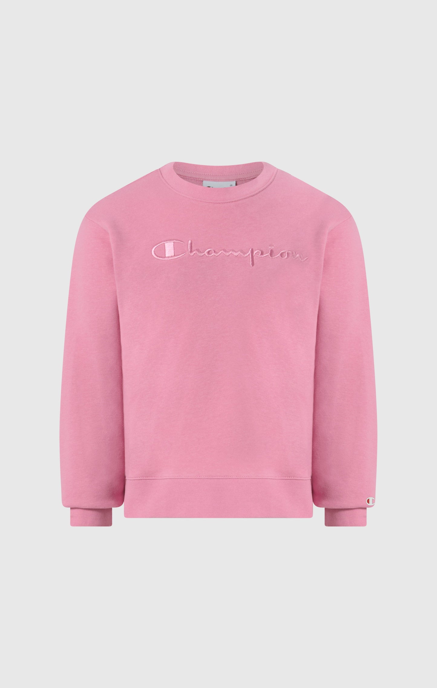 Mädchen-Sweatshirt mit Rundhalsausschnitt aus leichter Baumwolle und gestickten Maxi-Logo-Icons in Ton-in-Ton-Optik