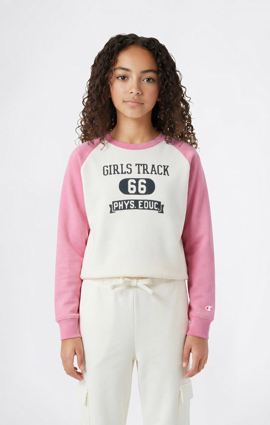 Girls' Lightweight Crewneck Sweatshirt with Graphic Icons