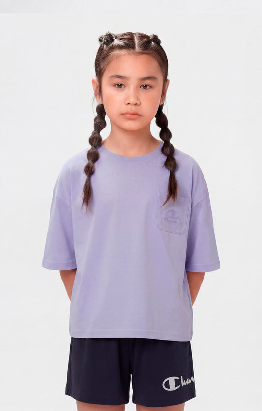 Girls' Washed Effect Crop T-Shirt Icons