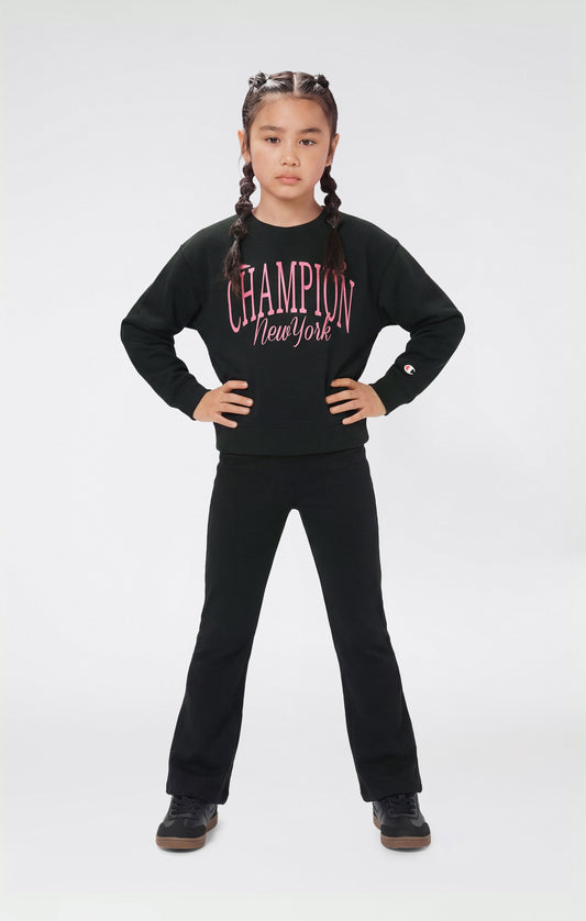 Girls' Crewneck Sweatshirt and Pants Tracksuit with Graphic