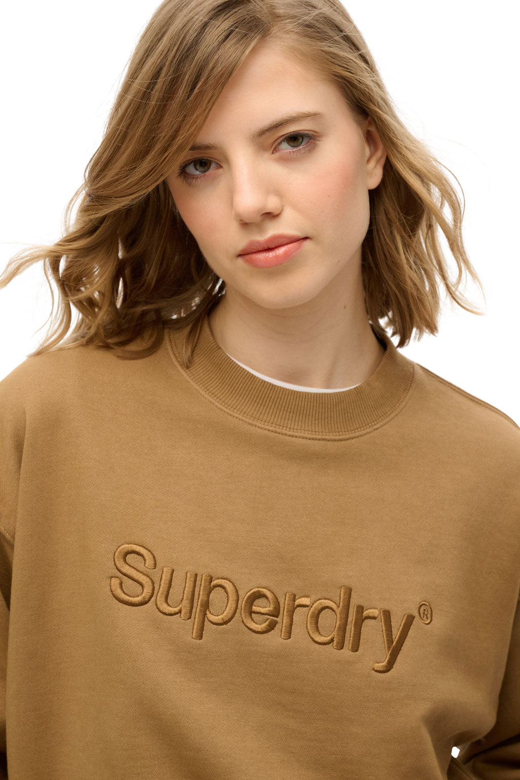 Embroidered Core Logo Loose Crew Sweatshirt