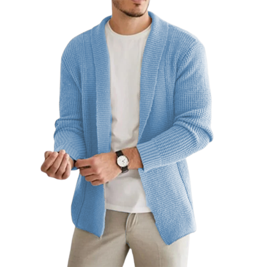 Herren Klassischer Freizeit-Cardigan aus Kaschmir mit Revers und langen Ärmeln