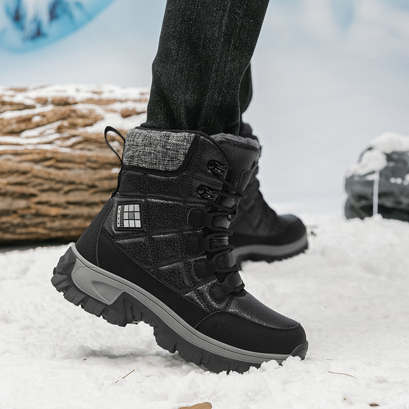 (⏰Zeitlich begrenzter Rabatt 49% Rabatt)Herren dicke warme Schneestiefel, weite Zehenpartie, rutschfeste, fellgefütterte Lederstiefel, wasserdichte Winterwanderstiefel