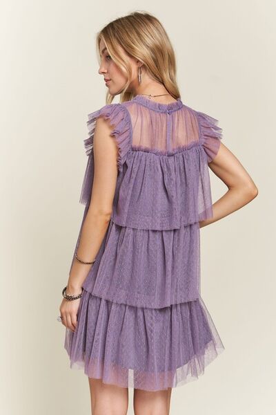 ADORA Gestuftes Rüschen-Netzkleid mit Kappenärmeln