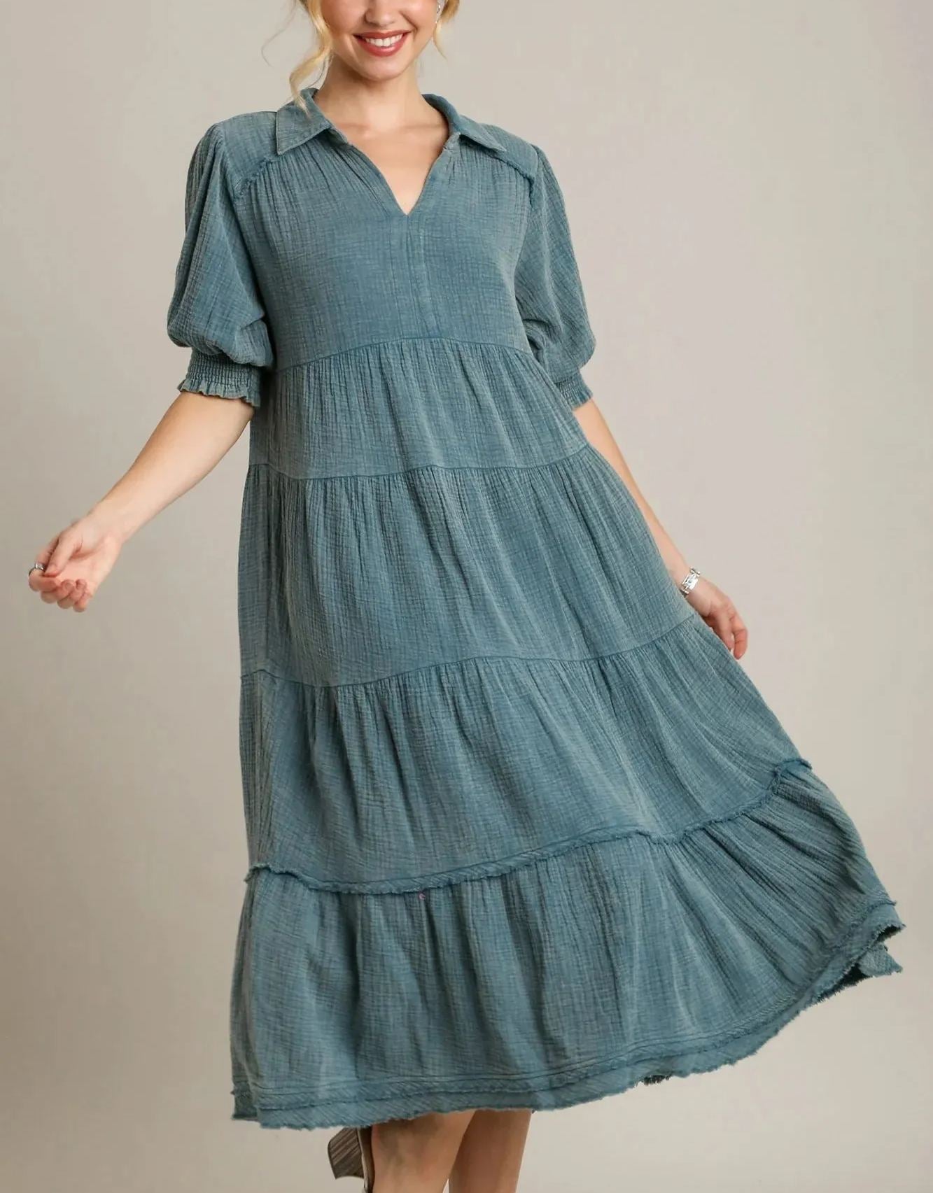 Damen Maxikleid mit V-Ausschnitt und Stufenrock (2 kaufen, kostenloser Versand)