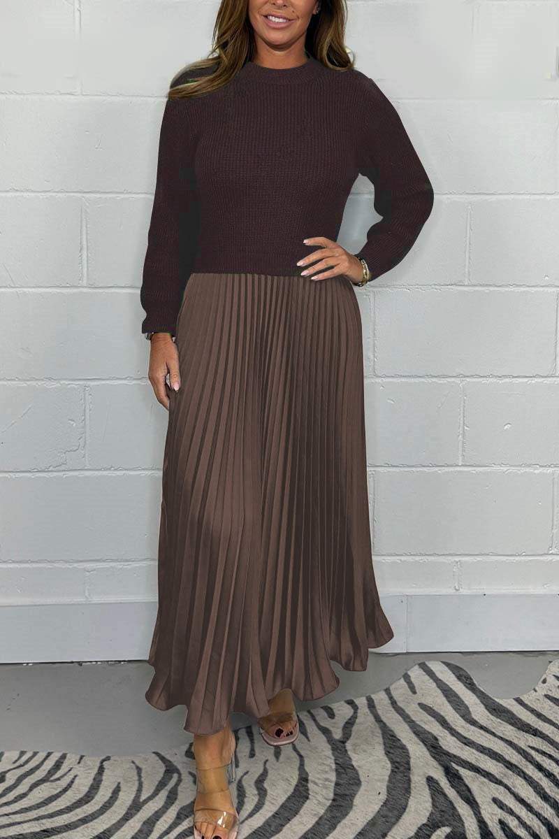 Women’s Stylish and Elegant Round-neck Pleated Dress